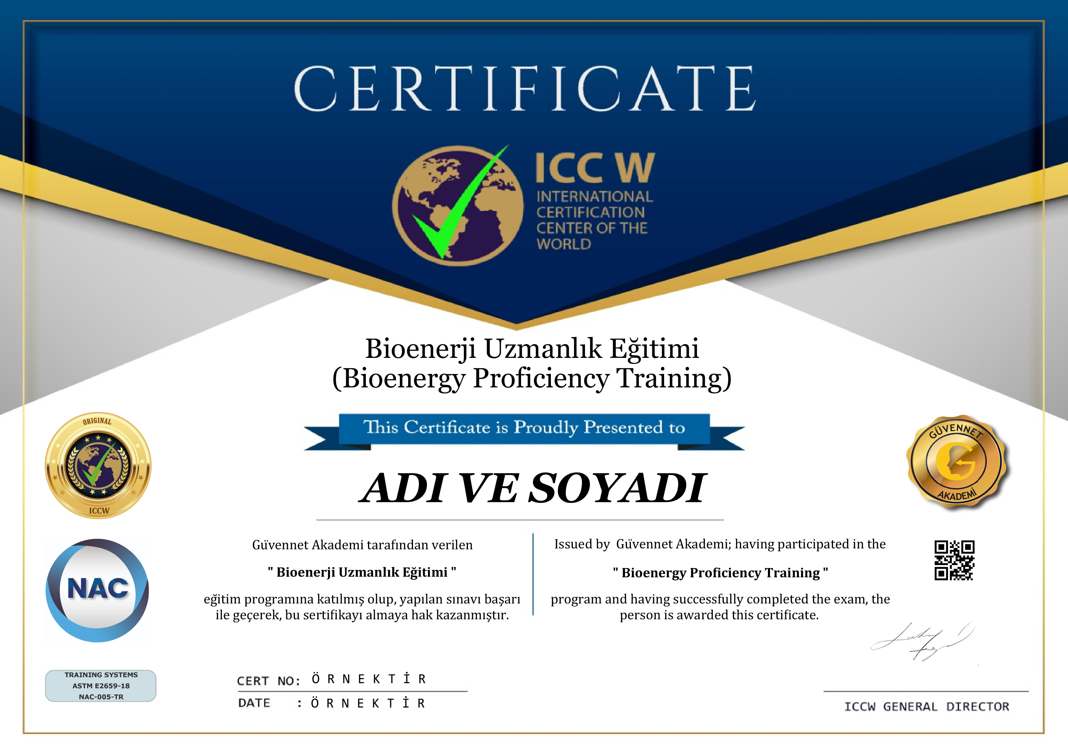 ICCW ONAYLI SERTİFİKA